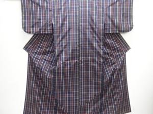 格子織出し米沢紬着物アンサンブル